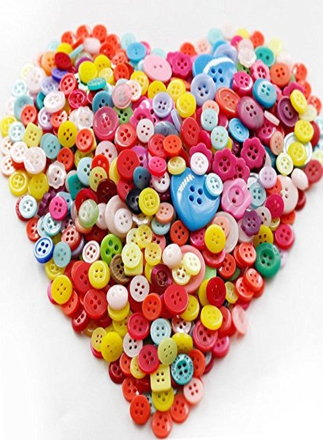 Haawooky 500-700 PCS Assorted Mixed Color Resin Buttons 2 and 4 Holes Round Craft for Sewing DIY Crafts Children's Manual Button Painting,DIY Handmade Ornament - Image 3